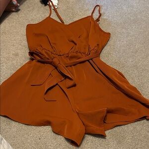 Rust Orange Sleeveless Romper
